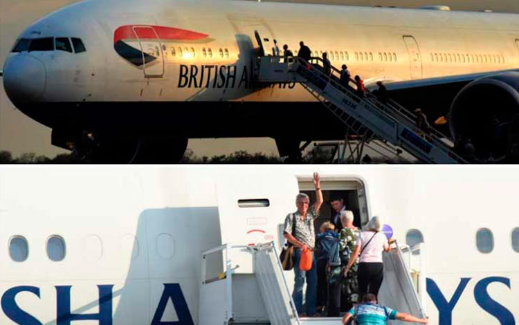 Pasajeros del crucero MS Braemar abordan avión rumbo al Reino Unido. Pasajeros del crucero MS Braemar abordan avión rumbo al Reino Unido.