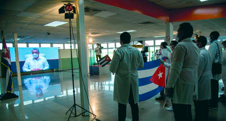 Acto de recibimiento a brigada medica cubana que combatió la COVID-19 en Crema, Italia. Acto de recibimiento a brigada medica cubana que combatió la COVID-19 en Crema, Italia.