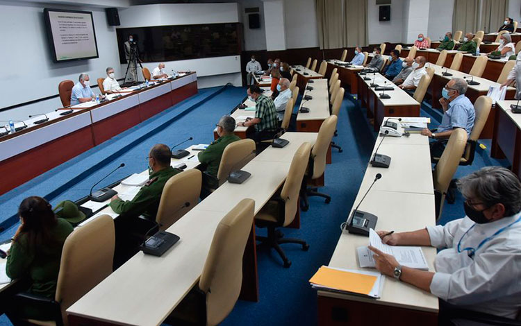 Reunión de análisis de la COVID-19 en Cuba, encabezada por el presidente, Miguel Díaz-Canel, el 31 de agosto de 2020.