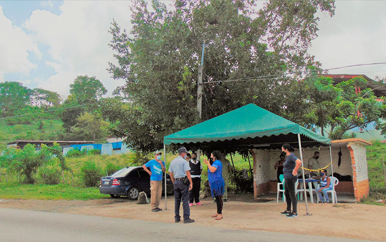 Punto de control de fronteras en Manicaragua.