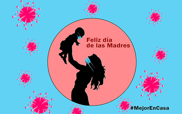 Ilustración sobre el Día de las Madres en casa durante la COVID-19.