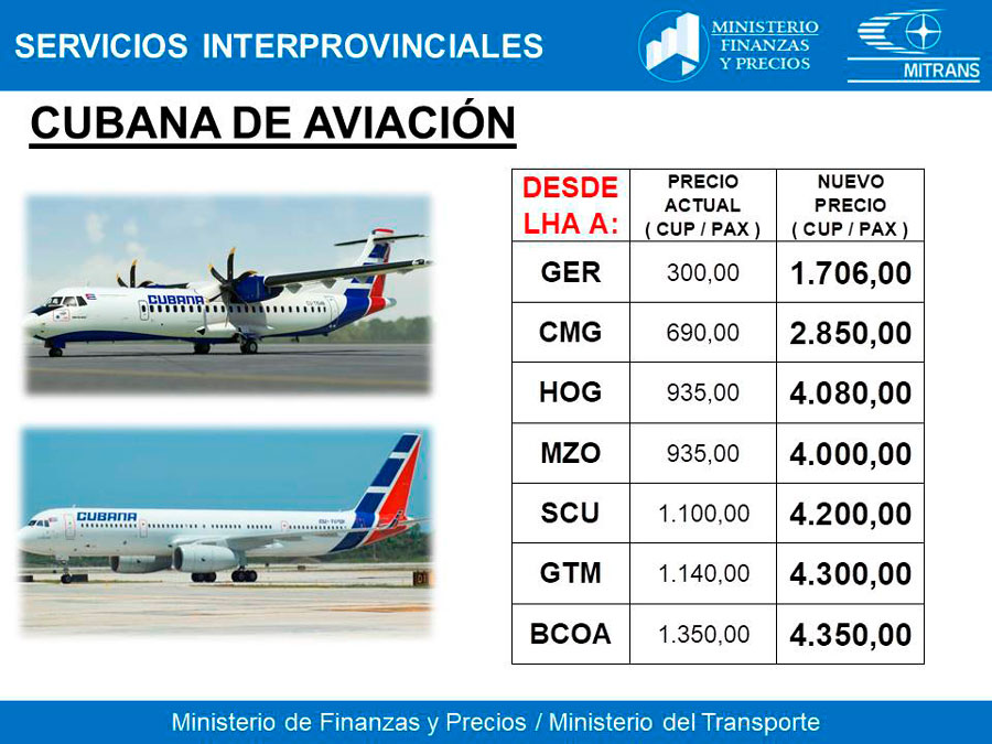 Servicio de aviación interprovincial.