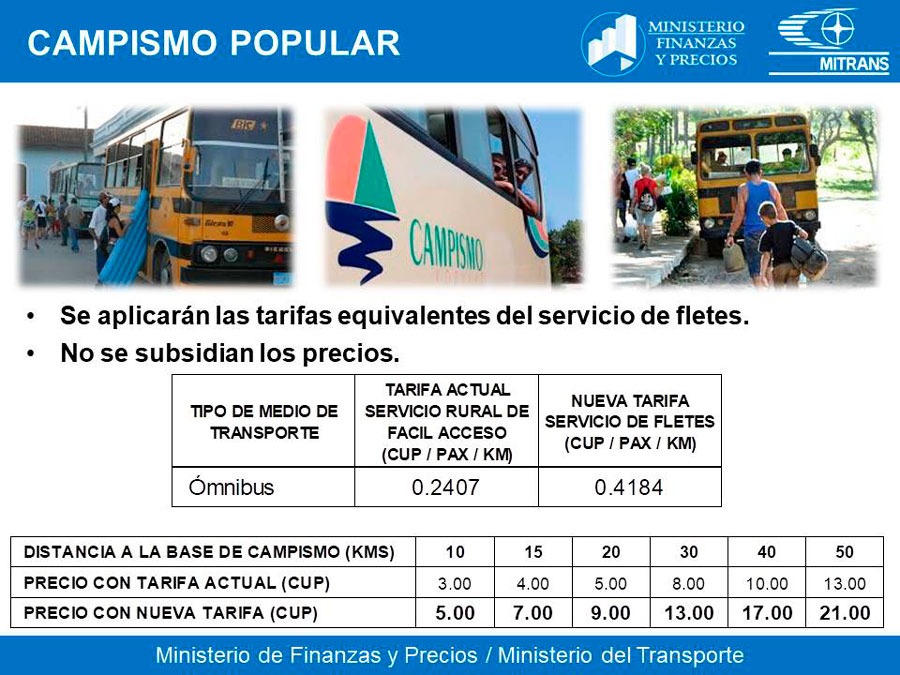 Transportación hacia el Campismo Popular.